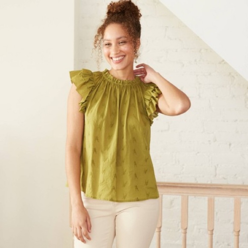 NWT Universal Thread Green Flutter Sleeve Top - Picture 4 of 4